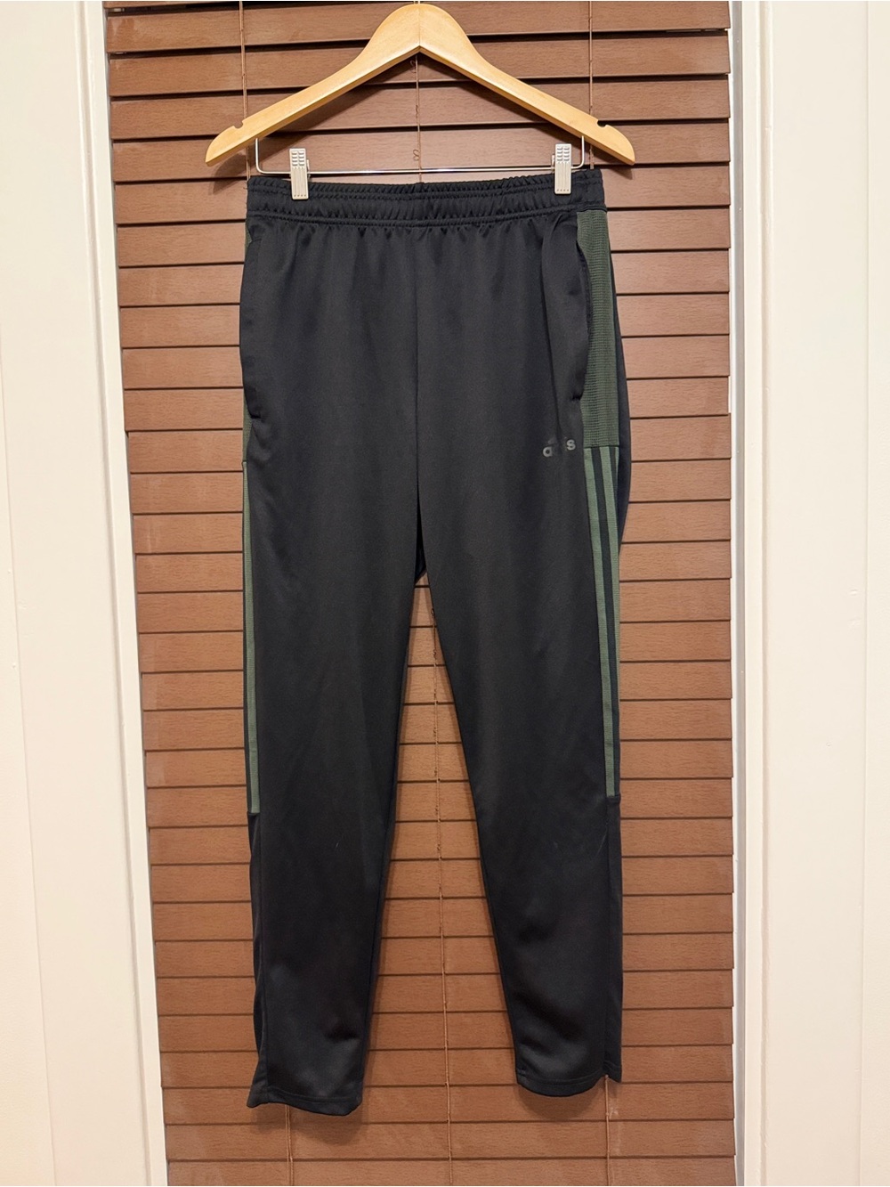 adidas Black Joggers with Olive Green Side Stripes